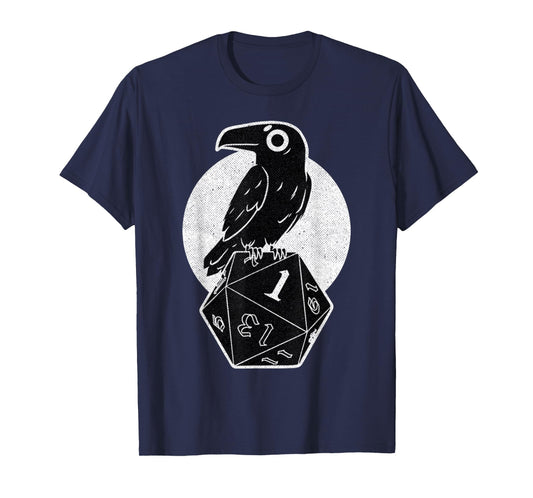 Vintage Funny Crow Cute Dark Bird Retro Roll Dice Game T-Shirt