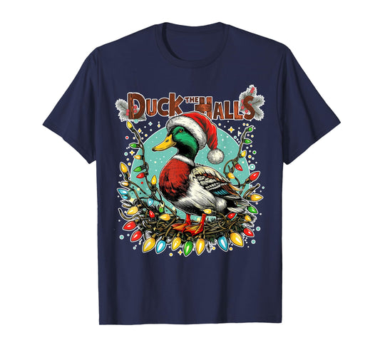 Retro Duck Christmas Lights Merry Ducking Christmas Animal T-Shirt