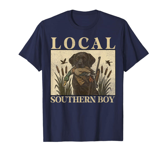 Local Southern Boy Duck Hunting Black Lab Outdoor Vintage T-Shirt