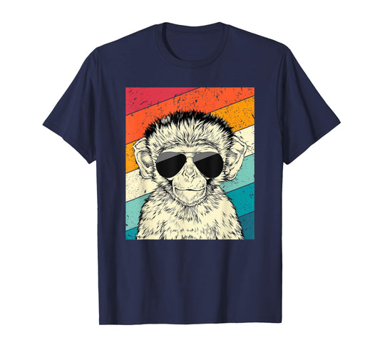 Retro Vintage Monkey with Sunglasses Wild Life Lovers T-Shirt