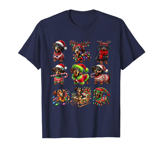 Dachshund Dogs Christmas Merry Woofmas Xmas For Dog Lover Men Women Kids T-Shirt