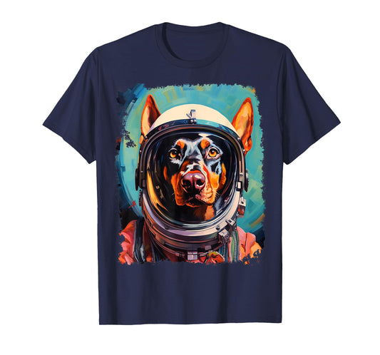Pop Art Dog Doberman Space Astronaut T-Shirt