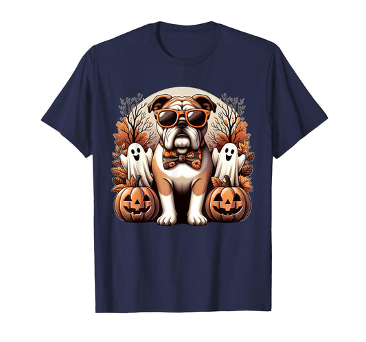 Funny Halloween Bulldog Dog Lover Spooky Season Bull Dog T-Shirt