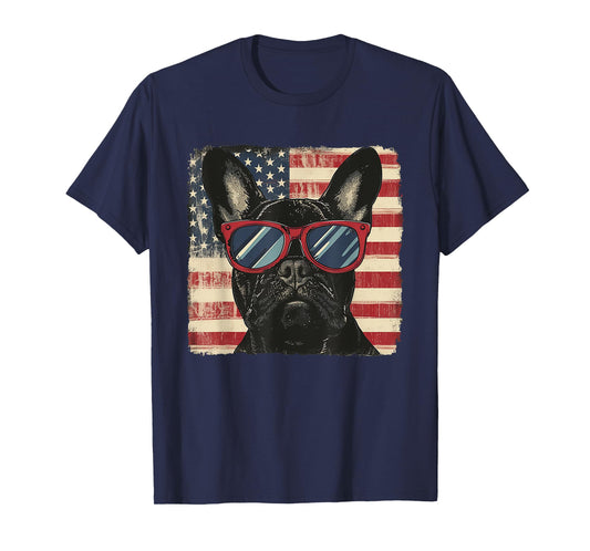 Frenchie America Flag 4th of July Women Men Kids T-Shirt