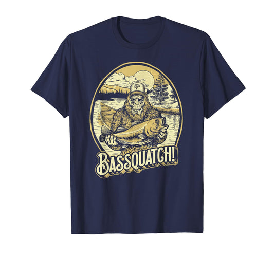 Bassquatch! Bass Fisherman Sasquatch Funny Bigfoot Fishing T-Shirt
