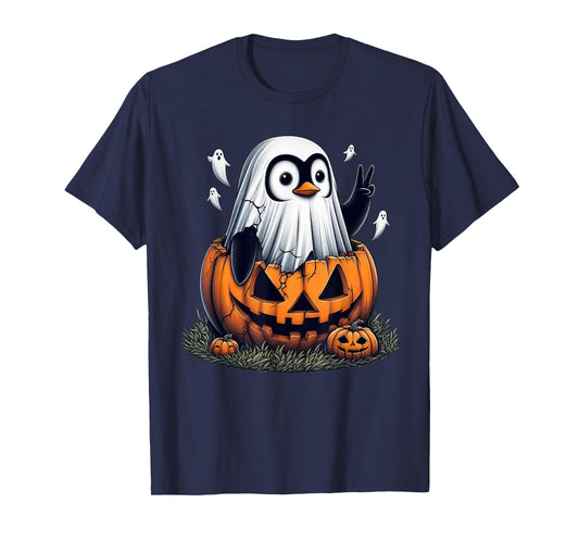 Funny Penguin Boo Halloween Ghost Womens Mens Kids T-Shirt