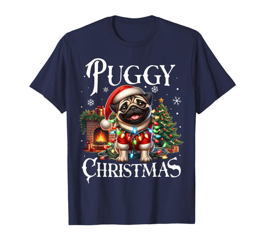 Puggy Christmas Pug Xmas Pug Santa Claus Pug T-Shirt