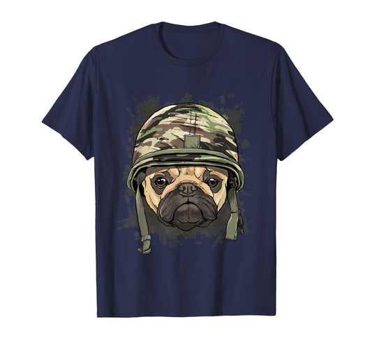 Pug Military Soldier Veterans Day Puppy Pet Pug Dog Lover T-Shirt