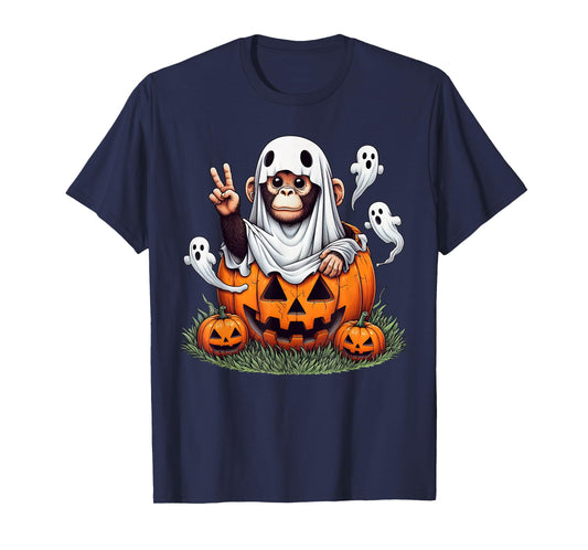 Funny Monkey Ghost Boo Halloween Monkey Womens Mens Kids T-Shirt