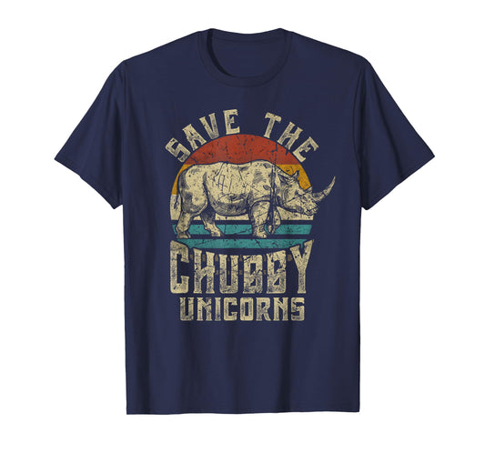 save the chubby unicorn rhino retro vintage T-Shirt