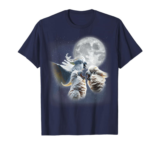 3 Parrots Howling At The Moon Funny Cockatoo Bird Lover Kids T-Shirt
