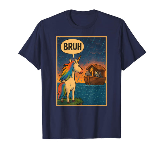 Funny Unicorn Bruh Noah's Arc Meme Humor Boys Girls T-Shirt