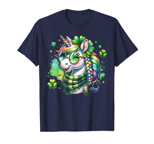 Cute Unicorn Shamrock St Patricks Day Girls Kids Lepricorn T-Shirt