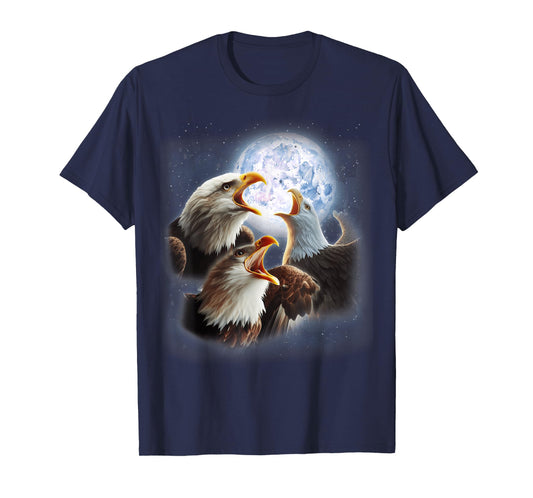 3 Eagles Howling At The Moon Funny Eagle Bird Lover Birder T-Shirt
