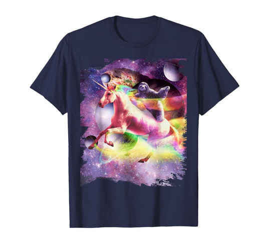 Space Sloth Riding On Unicorn T-Shirt