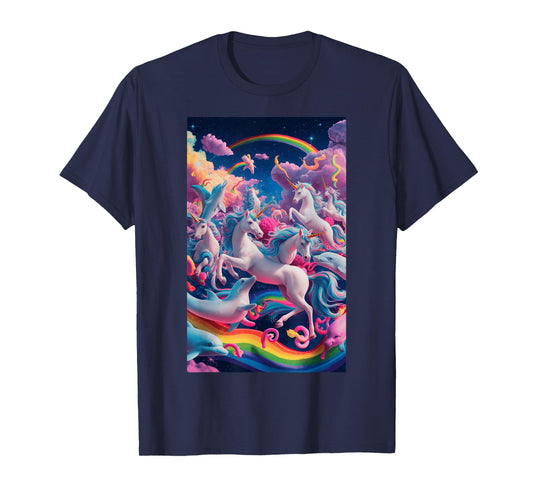 Colorful Unicorns And Rainbows In A Fantasy World T-Shirt