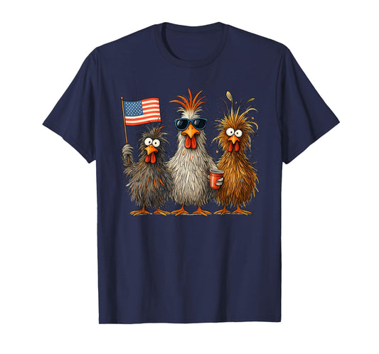 Funny Patriotic Chickens USA Flag 4th of July Chicken Lover T-Shirt