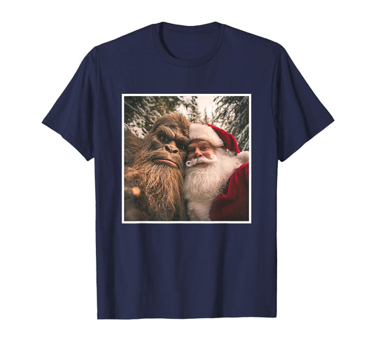 Funny Cute Bigfoot Santa Claus Selfie Christmas Pajama T-Shirt