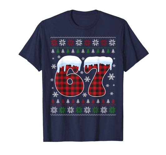 Funny 67 Six Seven Meme Brainrot Cringe Christmas Pajamas T-Shirt