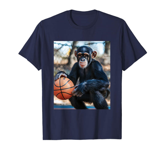 Chimpanzee Basketball Monkey Funny Graphic T-Shirt