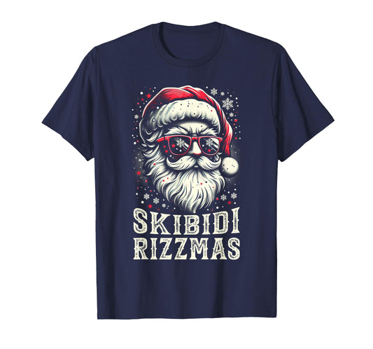 Skibidi Rizzmas Christmas Rizz Santa Claus Funny Kids Boys T-Shirt