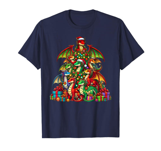 Dragon Christmas Tree Funny Dragon Xmas T-Shirt