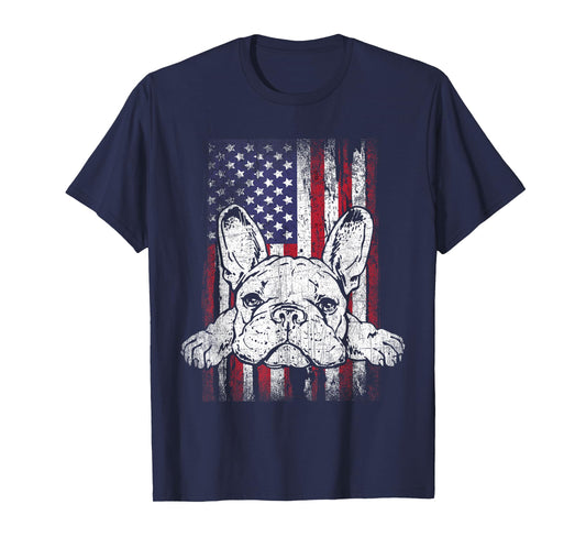Patriotic French Bulldog American Flag Dog T-Shirt