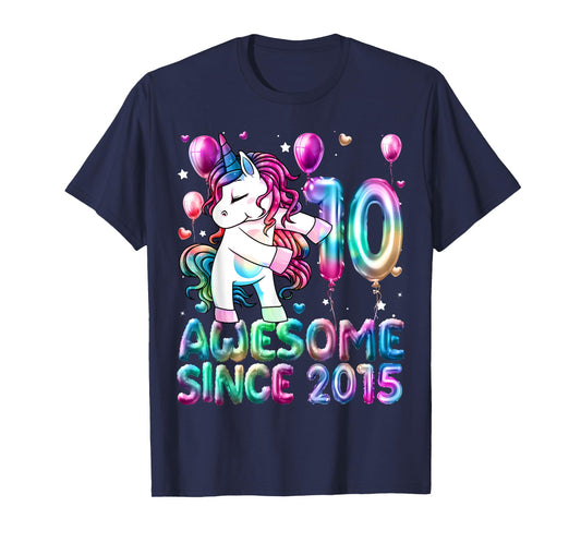 Flossing Unicorn 10 Year Old 10th Birthday Girl Unicorn T-Shirt