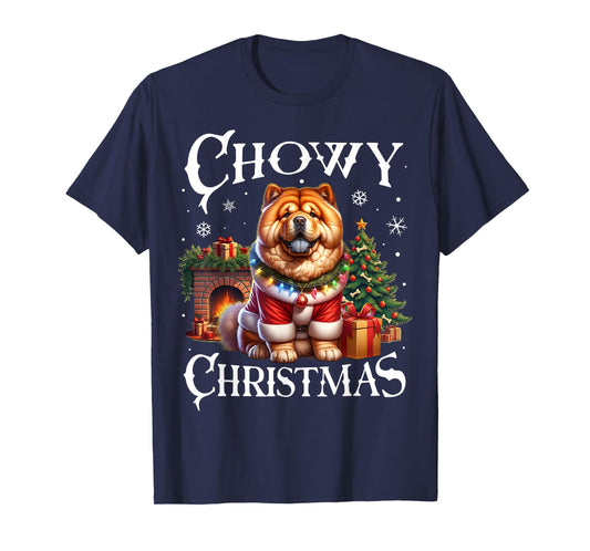 Christmas Dogs Chow Chow Santa Claus Chow Chow Xmas T-Shirt - Unisex Adults - Black - Small - Short Sleeve