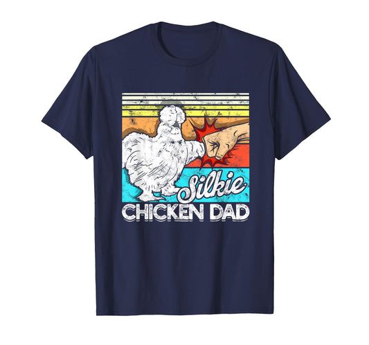 Retro Silkie Chicken Dad Farmer Silky Chickens T-Shirt