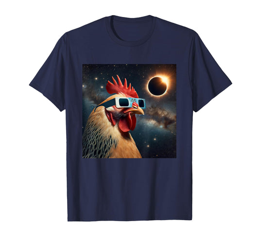 2024 Solar Eclipse Chicken Wearing Glasses Totality T-Shirt