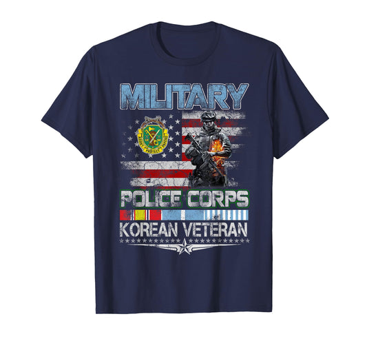 Vintage USA Military Police Corps Korean Veteran Patriotic T-Shirt