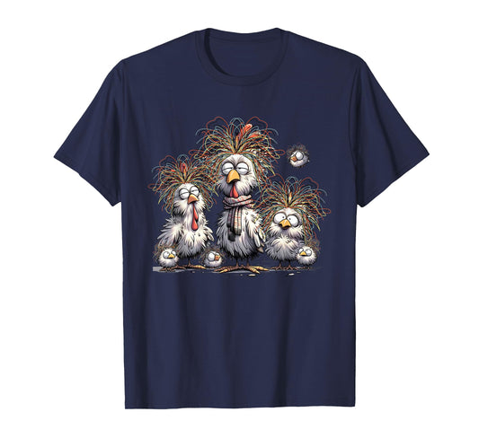 Eagerlys Colorful Chicken Funny Crazy Chicken Family T-Shirt