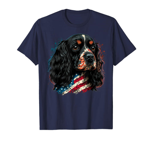 USA 4th Of July Cocker on Patriotic American Cocker Spaniel T-Shirt