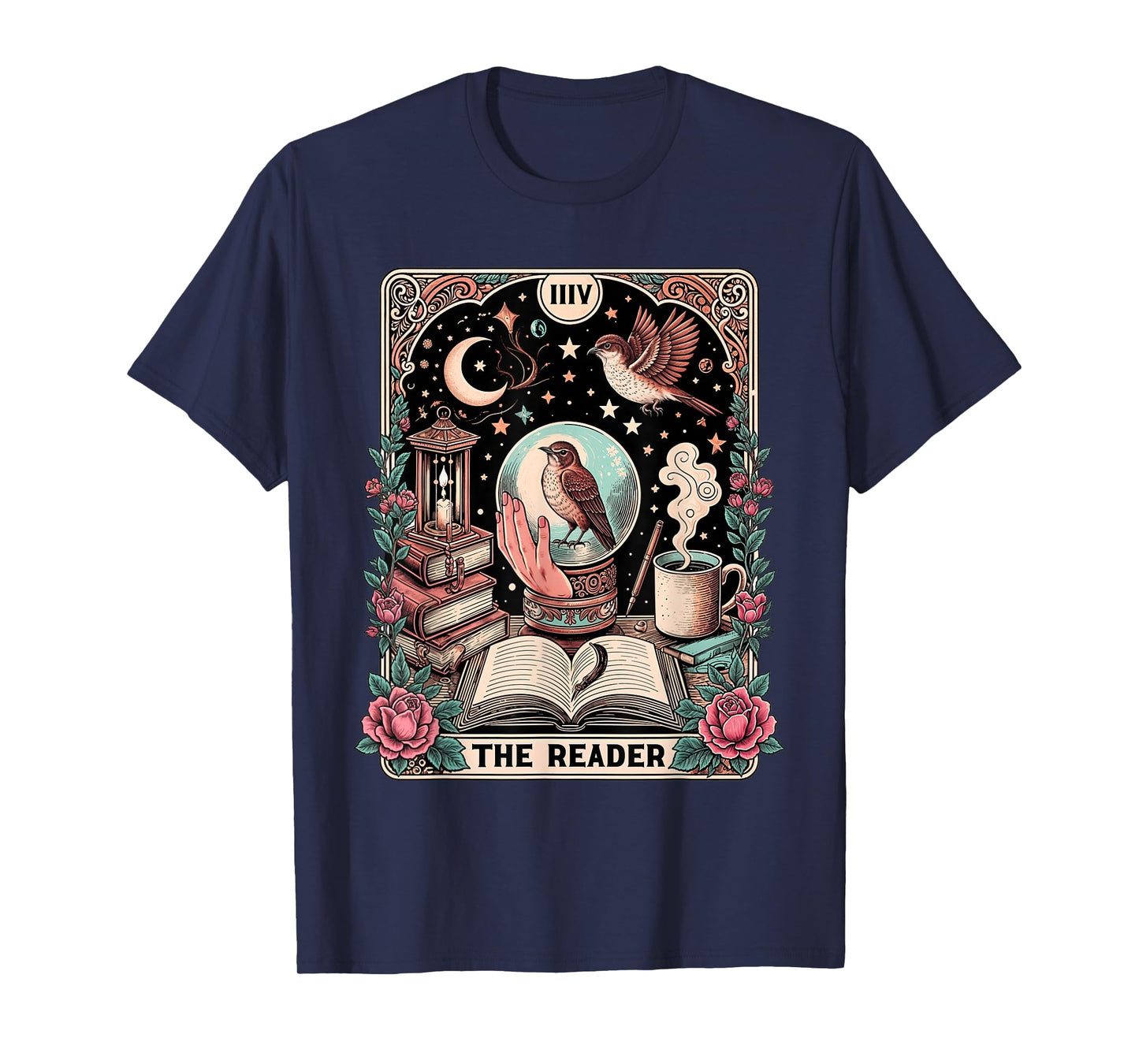 The Reader Tarot Card Shirt Funny Bird Book Lover Bookworm T-Shirt