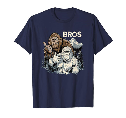 Funny Bros Bigfoot and Yeti Brothers Sasquatch Awesome Cool T-Shirt