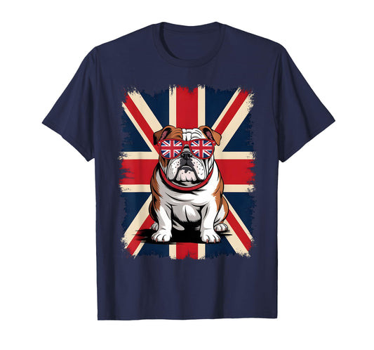 Union Jack Funny Bulldog UK Flag British Kids Boys Girls Men T-Shirt