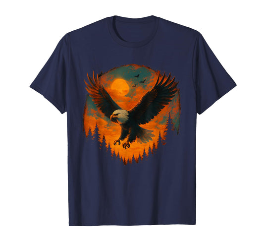 Retro Eagle Flying Forest Animal Wildlife Vintage Bird Lover T-Shirt