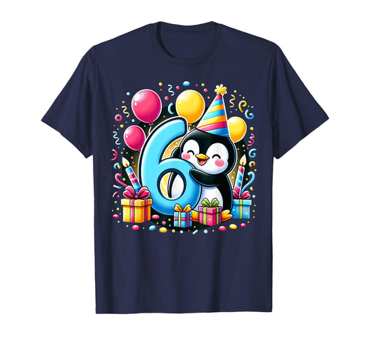 Kids Penguin Theme sixth Bday Party 6th Penguin Birthday T-Shirt