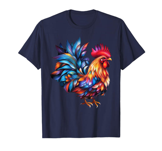 Colorful Rooster Chicken Art T-Shirt