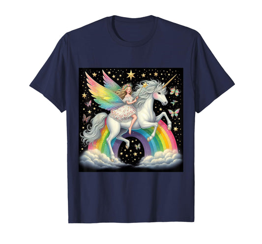 Fairy Riding A Unicorn Boys Girls Men Women Kids Adults T-Shirt