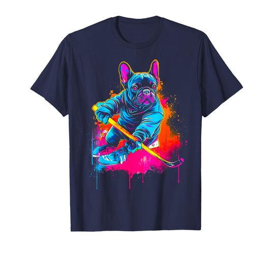 Pop Art French Bull Dog Hockey T-Shirt