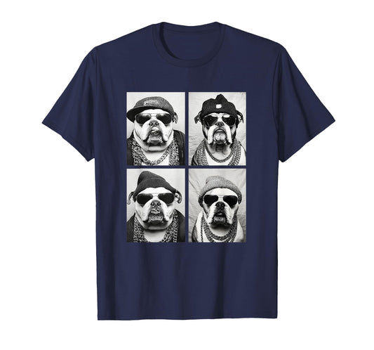 Funny Gangster Bulldogs Hip Hop Rap Street Urban Animal Meme T-Shirt