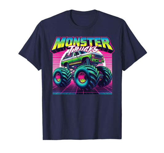 Monster Truck Birthday Party Retro Monster Trucks T-Shirt