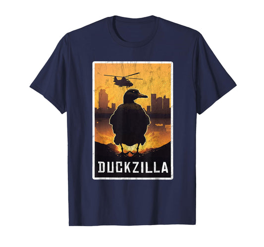 Duckzilla Retro Poster Outfit Funny Duck Apparel Farmer T-Shirt