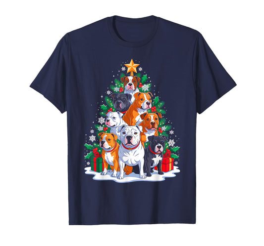 Pittbull Tree Christmas Pittbull Lover Xmas Squad Men Women T-Shirt