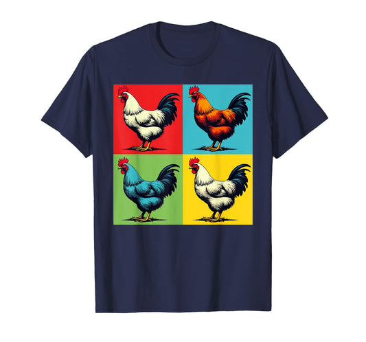 Funny Chicken Lover Farmer Chicken Vintage Multicolor Unisex-Adult T-Shirt