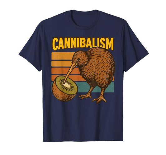 Funny Kiwi Bird Eating Kiwi Cannibalism Retro Dad Joke T-Shirt