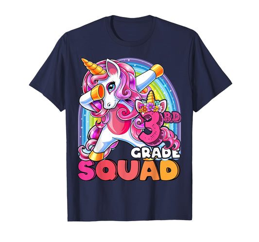 3rd Grade Squad Dabbing Unicorn Back to School Girls Gift T-Shirt
