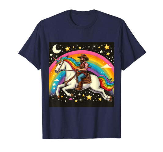Cowboy Riding A Unicorn Boys Girls Men Women Kids Adults T-Shirt